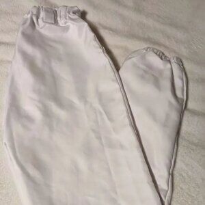 White Silky Pants W/ Elastic Waistband & Beltloops